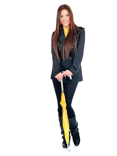 Mulher de cabelo muito longo com guarda-chuva — Fotografia de Stock