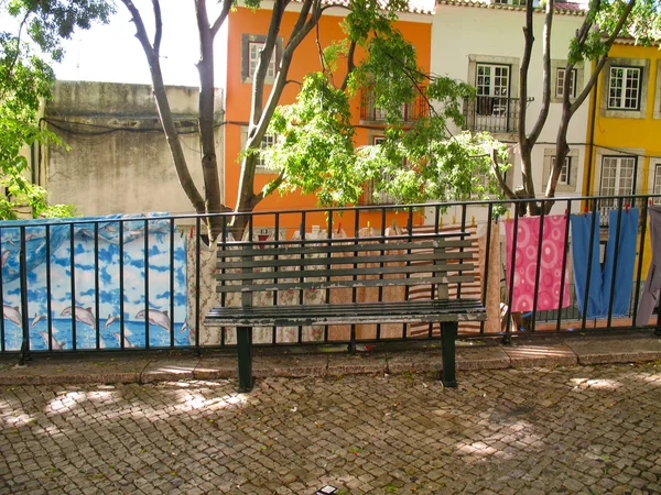 Bench in Lisbon street — Stock Photo, Image