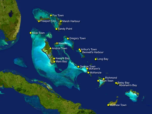 Kaart van Bahamas — Stockfoto