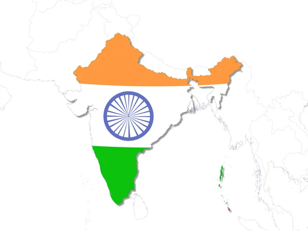 Hindistan bayrağı ve devlet dağılımı — Stok fotoğraf