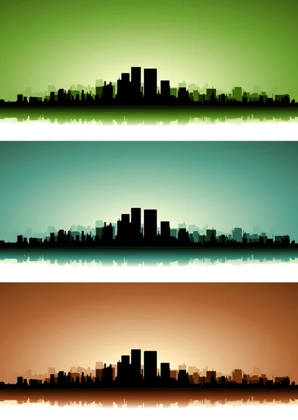 Set di banner per paesaggi urbani estivi — Vettoriale Stock