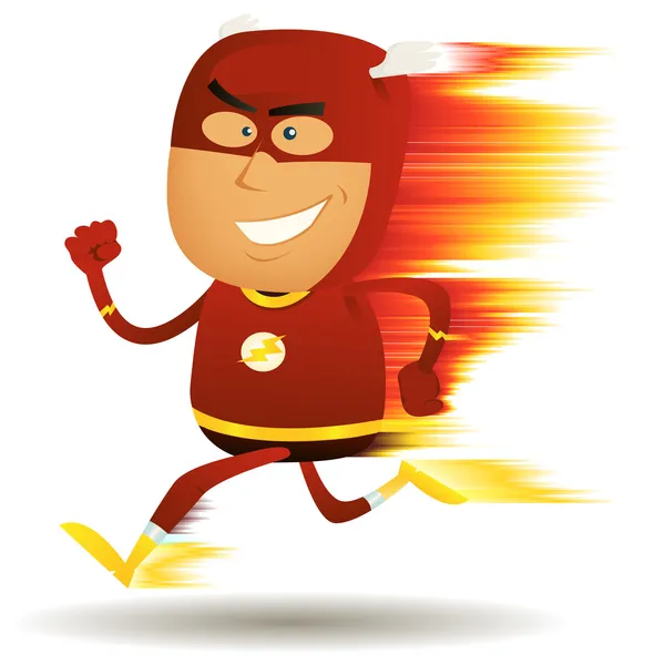 Comic Fast Running Superhero — Stock Vector