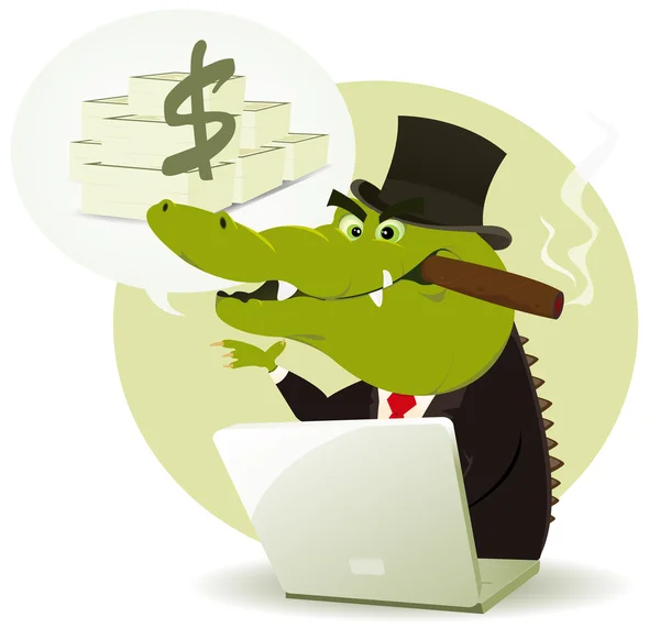 Krokodyl bankster oszust — Wektor stockowy