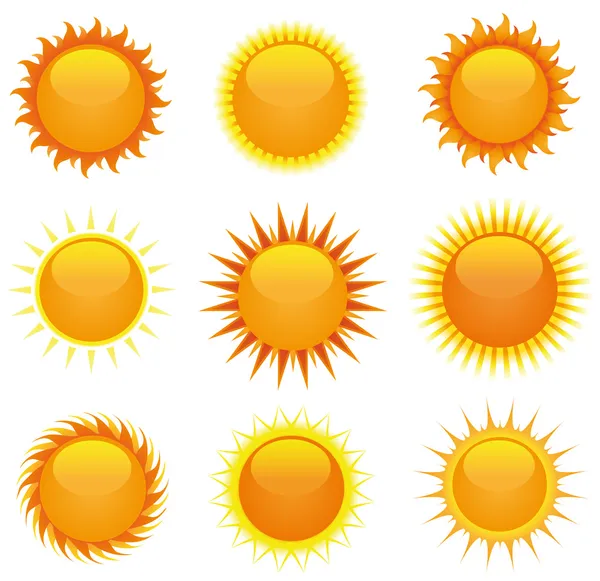 Shiny Suns Set — Stock Vector