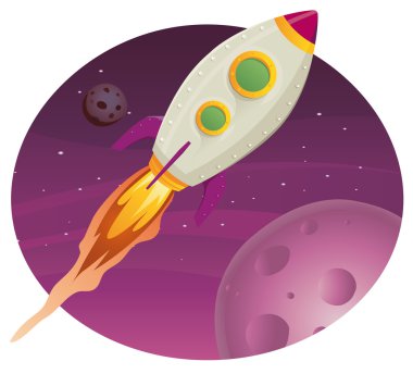 Rocket ship Flying In Space clipart