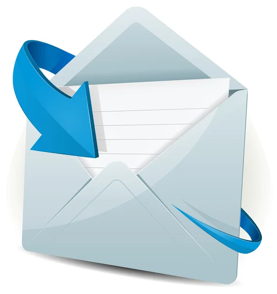 E-Mail-Symbol mit blauem Pfeil — Stockvektor