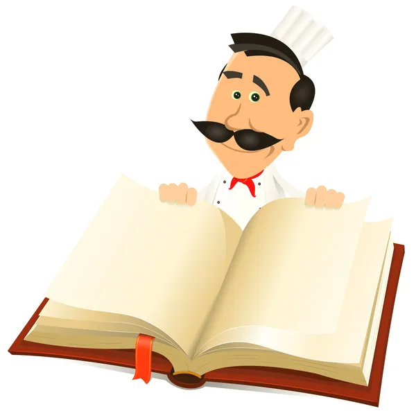 Chef-kok houden recepten boek — Stockvector