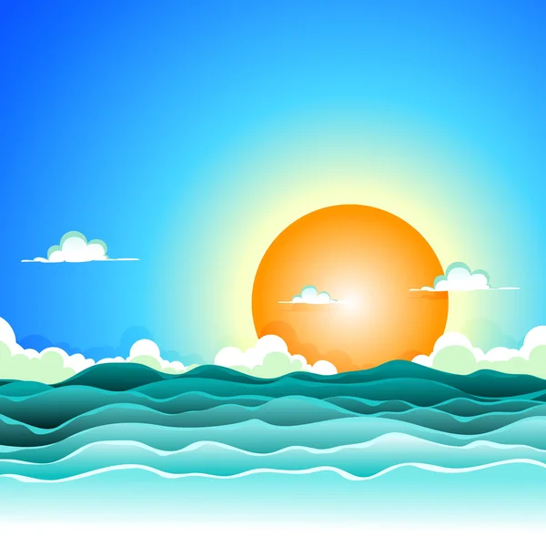 Sommaren tecknade ocean bakgrund — Stock vektor