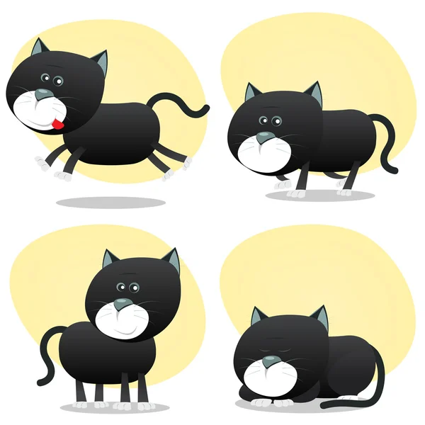 Cartone animato gatto nero set — Vettoriale Stock