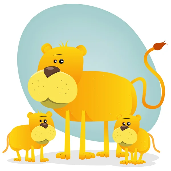 Lion femelle et ses bébés — Image vectorielle