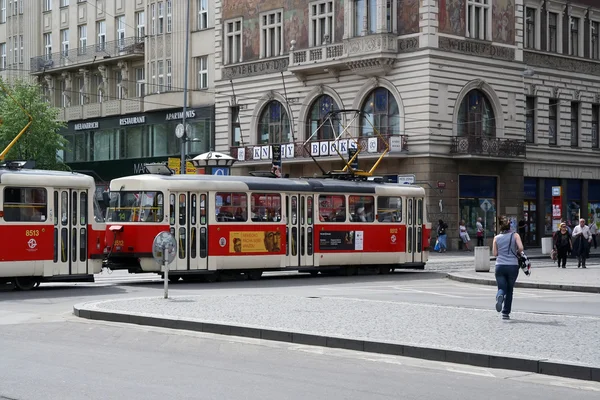 stock image Running for tram