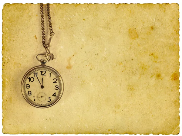 Eski kağıt üzerinde cep saati — Stok fotoğraf