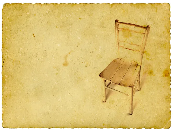 Antika arka plan üzerinde eski ahşap sandalye — Stok fotoğraf