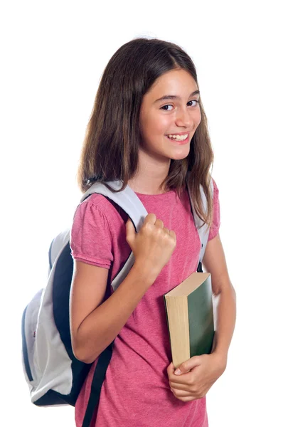 Kız öğrenci holding kitap — Stok fotoğraf