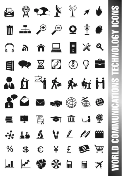 Iconos de comunicaciones mundiales — Archivo Imágenes Vectoriales