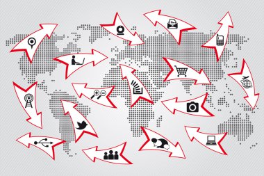 World map communication concept clipart