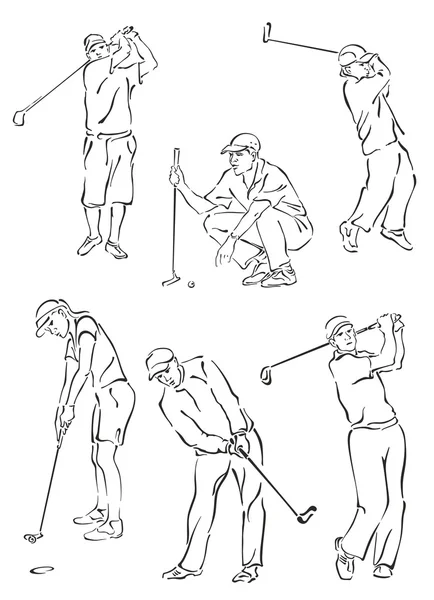 "silhouettes of golfers" — Stok Vektör