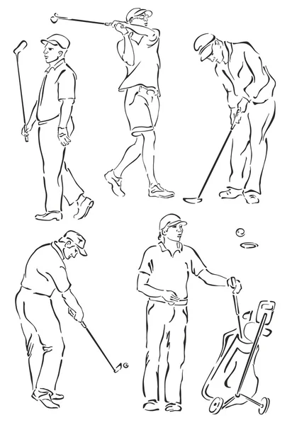 "Siluetas de golfistas en el movimiento " — Archivo Imágenes Vectoriales