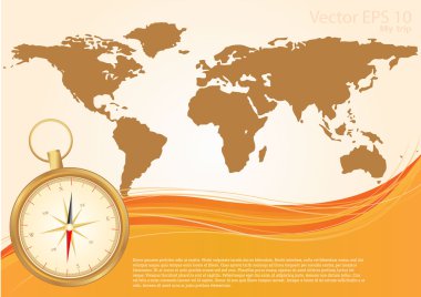 Old world map and compass clipart