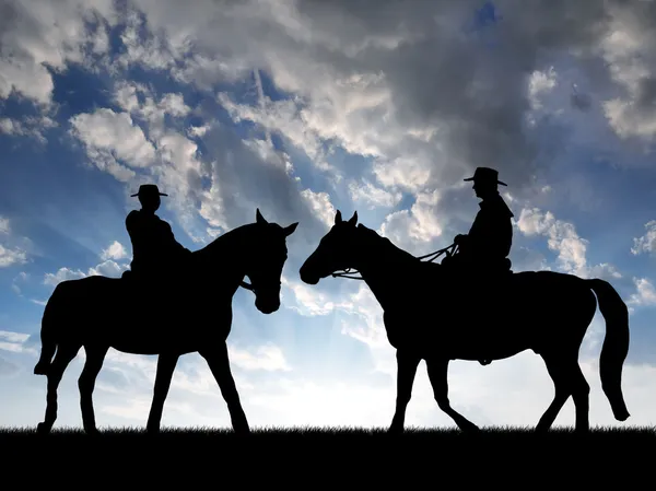 Silhouetten-Cowboys — Stockfoto
