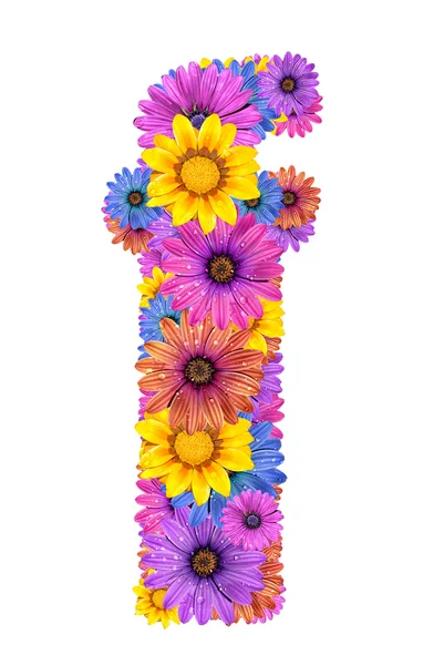 Alfabeto de coloridas flores de rocío — Foto de Stock