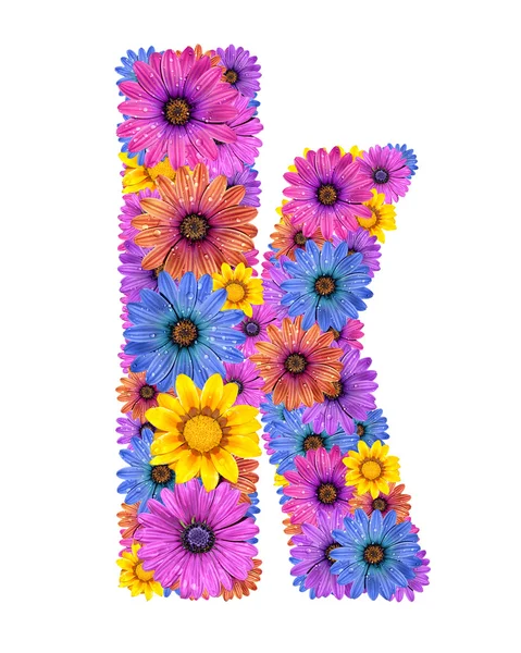 Alfabeto de coloridas flores de rocío —  Fotos de Stock