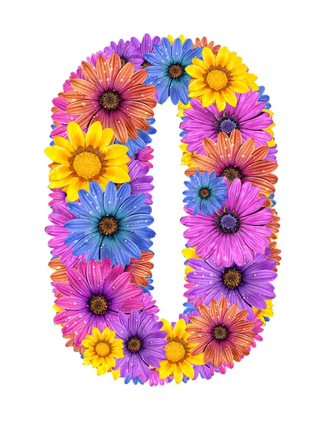 Abeceda od barevné orosené květiny — Stock fotografie