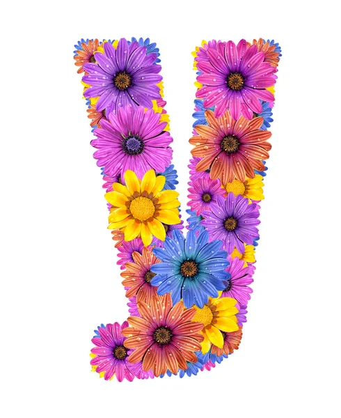 字母表从七彩露水的花朵 — 图库照片