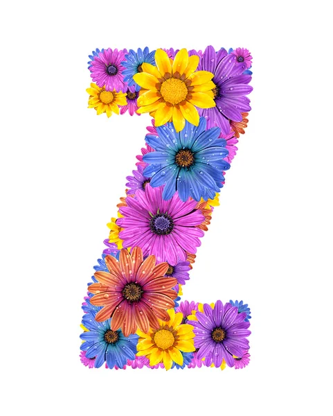 Alfabeto da fiori di rugiada colorati — Foto Stock