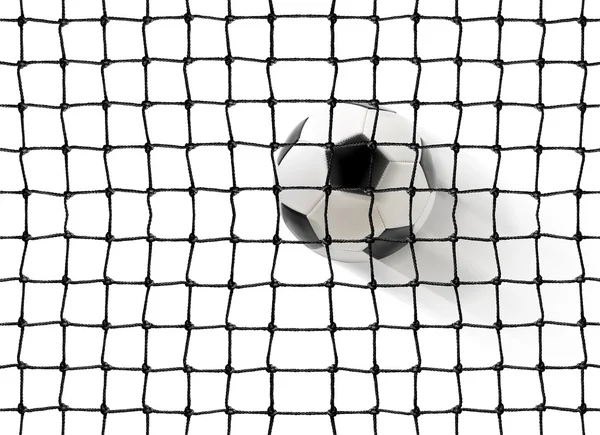 Футбольний м'яч, що летить у ворота — стокове фото