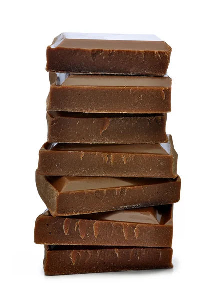 Stack of chocolate pieces — Stock Photo, Image