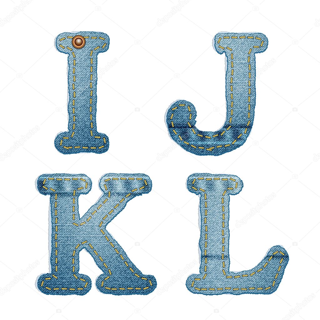 Denim alphabet. Jeans letters I J K L — Stock Vector © MSSA #10977013