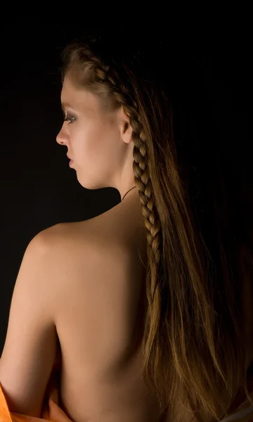 Blond girl with naked back — Stock Photo, Image