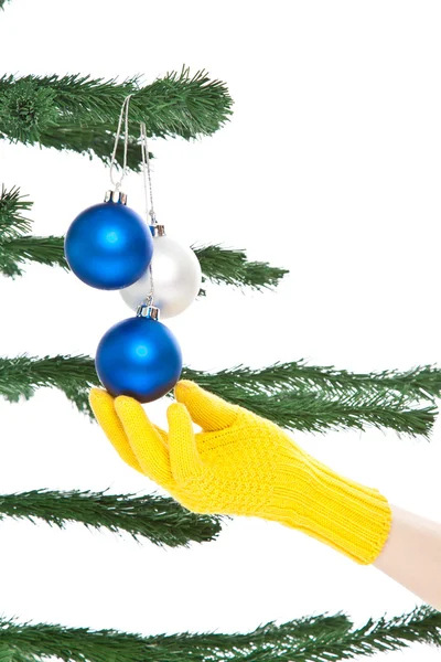 Dressing christmas tree — Stock Photo, Image
