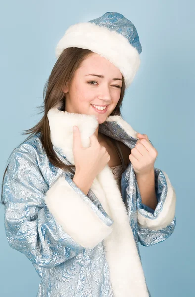 Beautiful girl in new year costume — Stock Photo, Image
