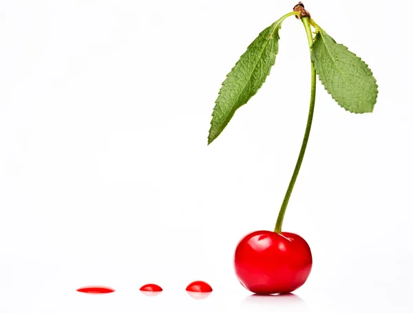Red cherry with drops of blood — Stock Photo, Image