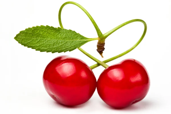Couple in love. heart with red cherryes — Stock Photo, Image