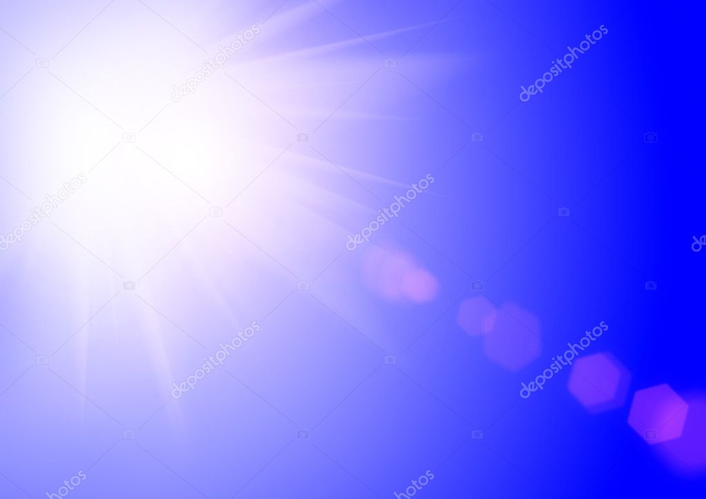 Blue Summer background with magnificent summer sun