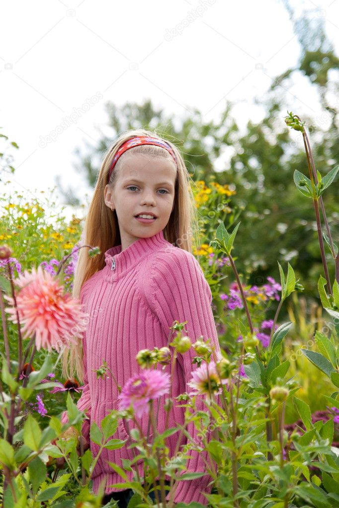 Girl in the flower garden