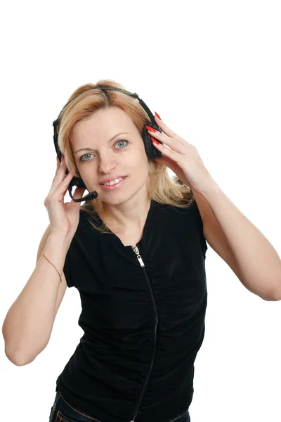 Frau mit Kopfhörer — Stockfoto