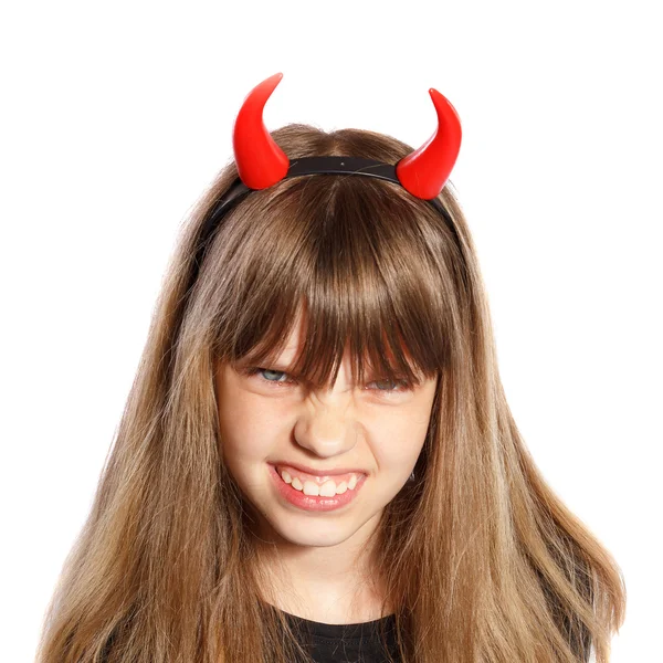 Pequena menina diabo — Fotografia de Stock