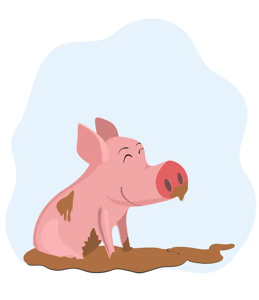 Porco na lama — Vetor de Stock