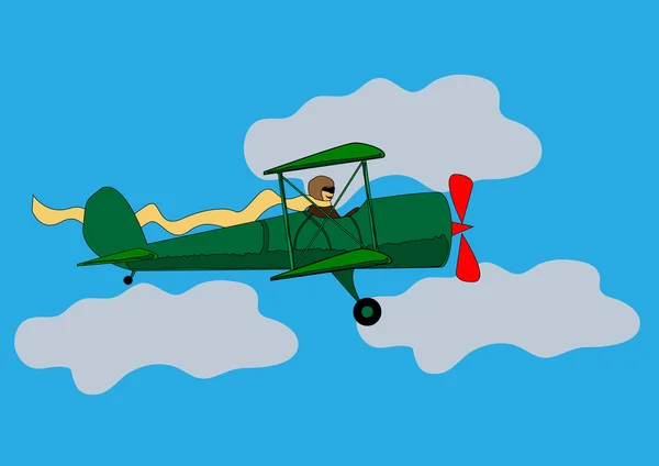 Avion volant dans les nuages — Image vectorielle