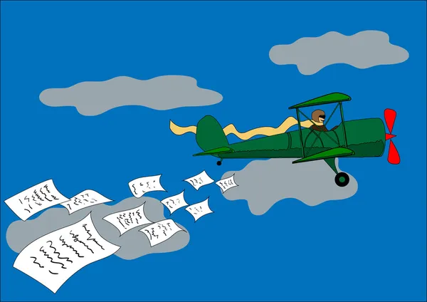 Самолет сбрасывал листовки — стоковый вектор