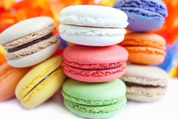 Assortment of delicious french macaron cookies and biscuits — Stock Photo, Image