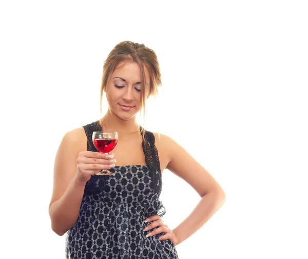 Flicka med ett glas — Stockfoto