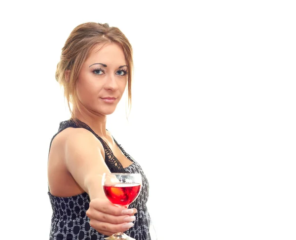 एक ग्लास वाईन असलेली स्त्री — स्टॉक फोटो, इमेज