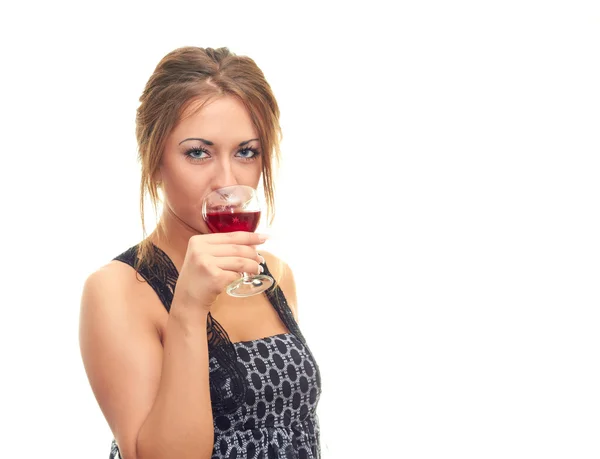 Girl drinking from a glass — Stock Photo, Image