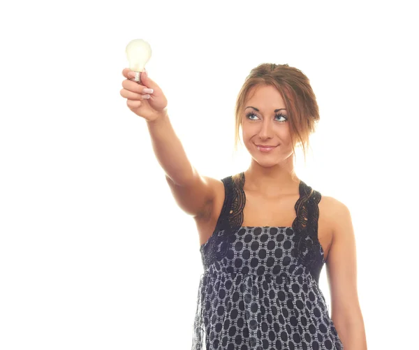 Meisje met een lamp — Stockfoto