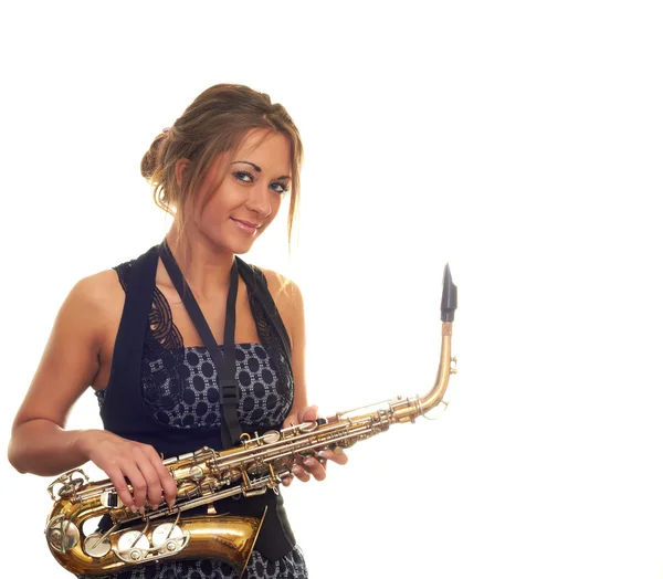 stock image Girl with a saxophone